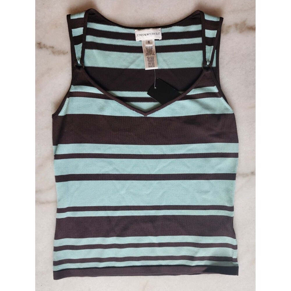 Jones NY Suit Sz 8 Womens Y2K Fitted Striped Tank NWT Office Siren Corpcore